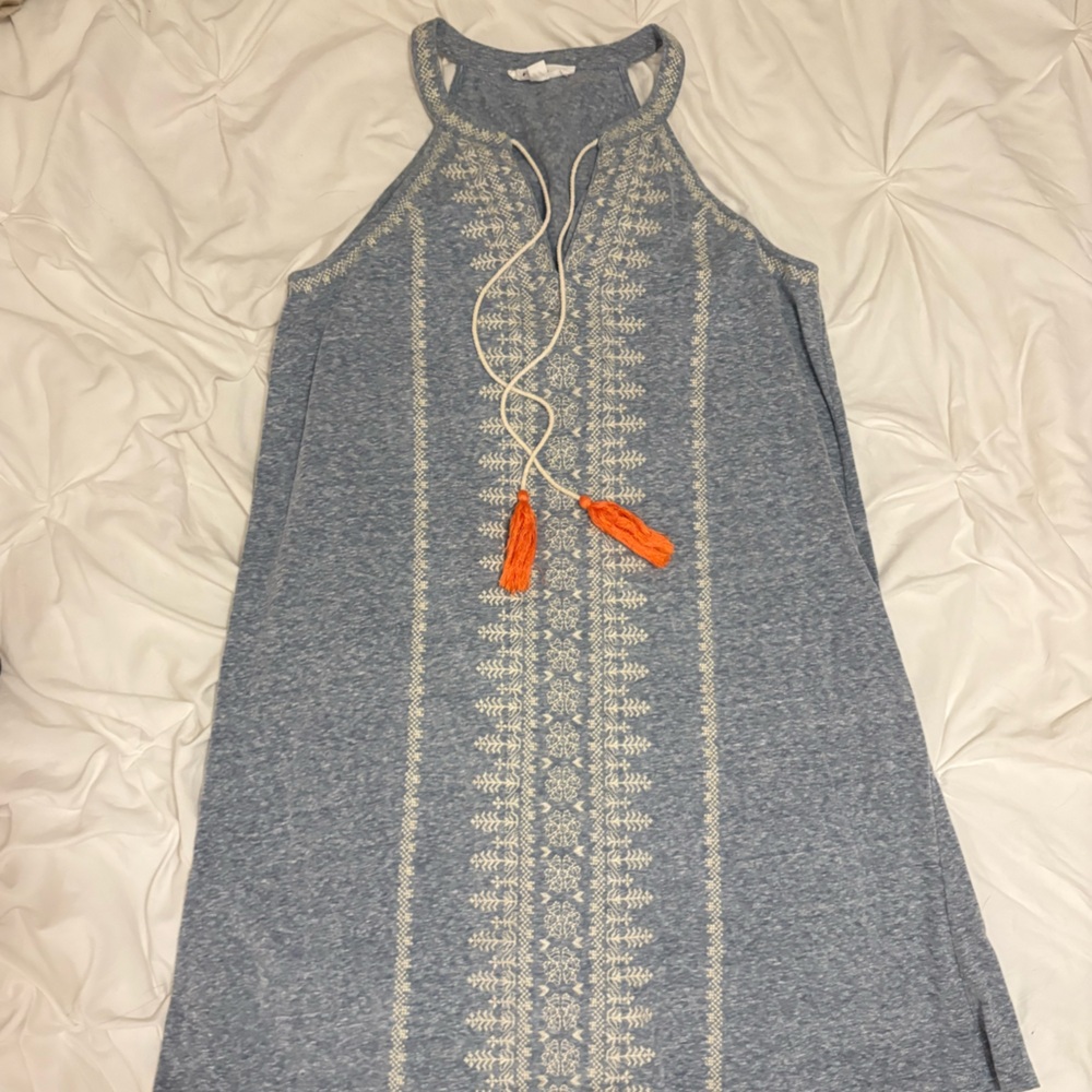 THML Blue & Cream Embroidered Sundress (Small)